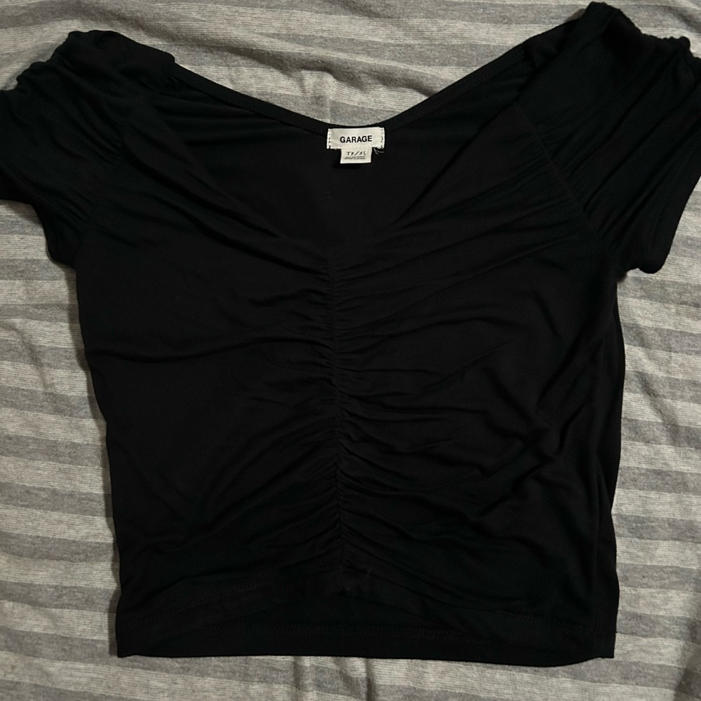 Garage Black Ruched Crop Top